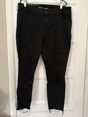 Old Navy Black Rockstar Distressed Mid-Rise Jeans